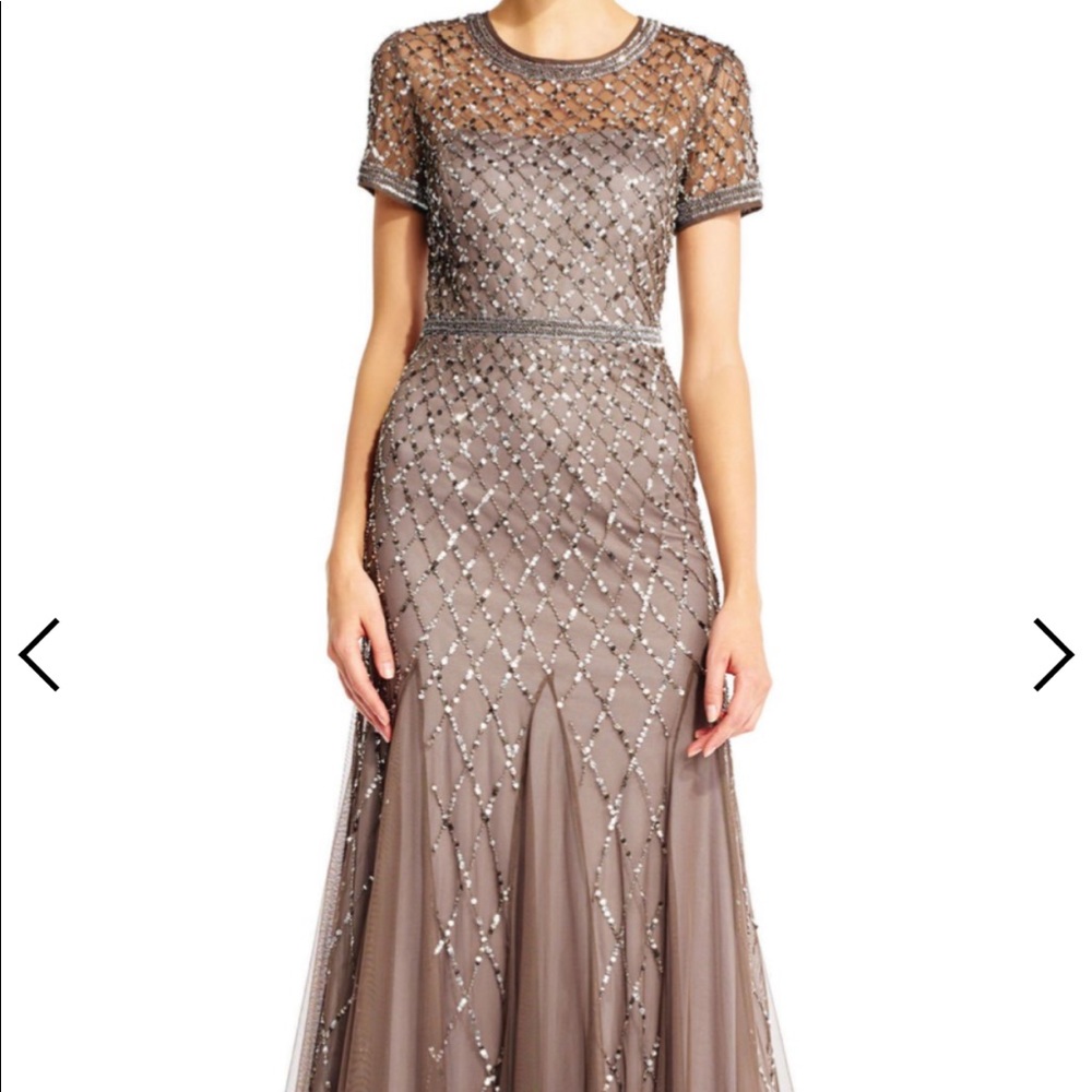 Adrianna Papell Cap Sleeve Beaded Gown, Size 2